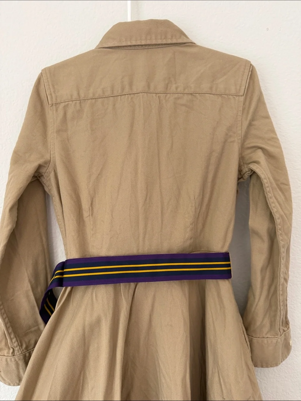 Ralph Lauren belted long sleeve khaki chino dress with collar little girls sz 6